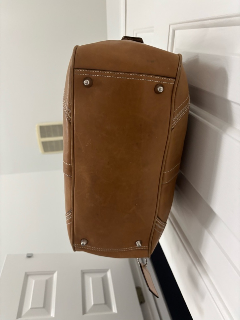 Coach Saddle Brown Leather Shoulder Bag with Silver Hardware - Picture 9 of 16